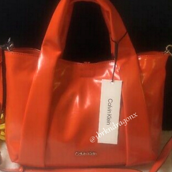 Calvien Klein Tote Beautiful Orange Fall Tote CK Tote Shoulder Hobo - Picture 4 of 16